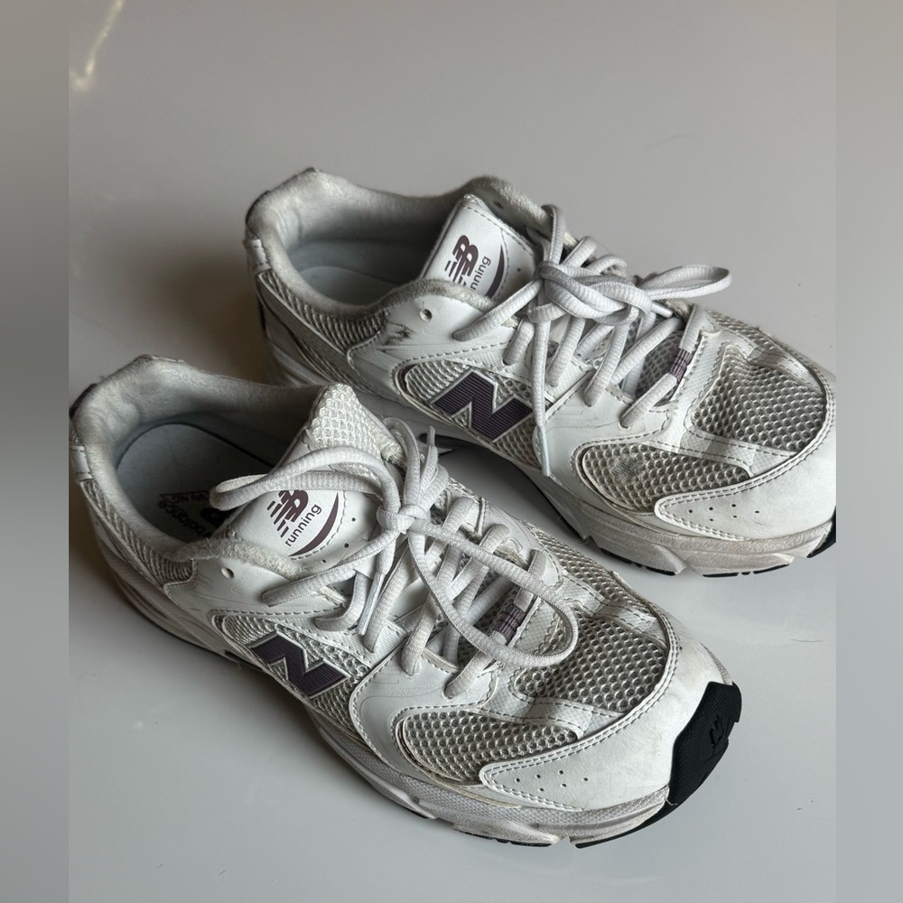New Balance Kids White and Purple Sneakers